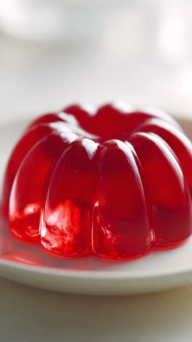 Close-up detail of smooth lemon gelatin texture