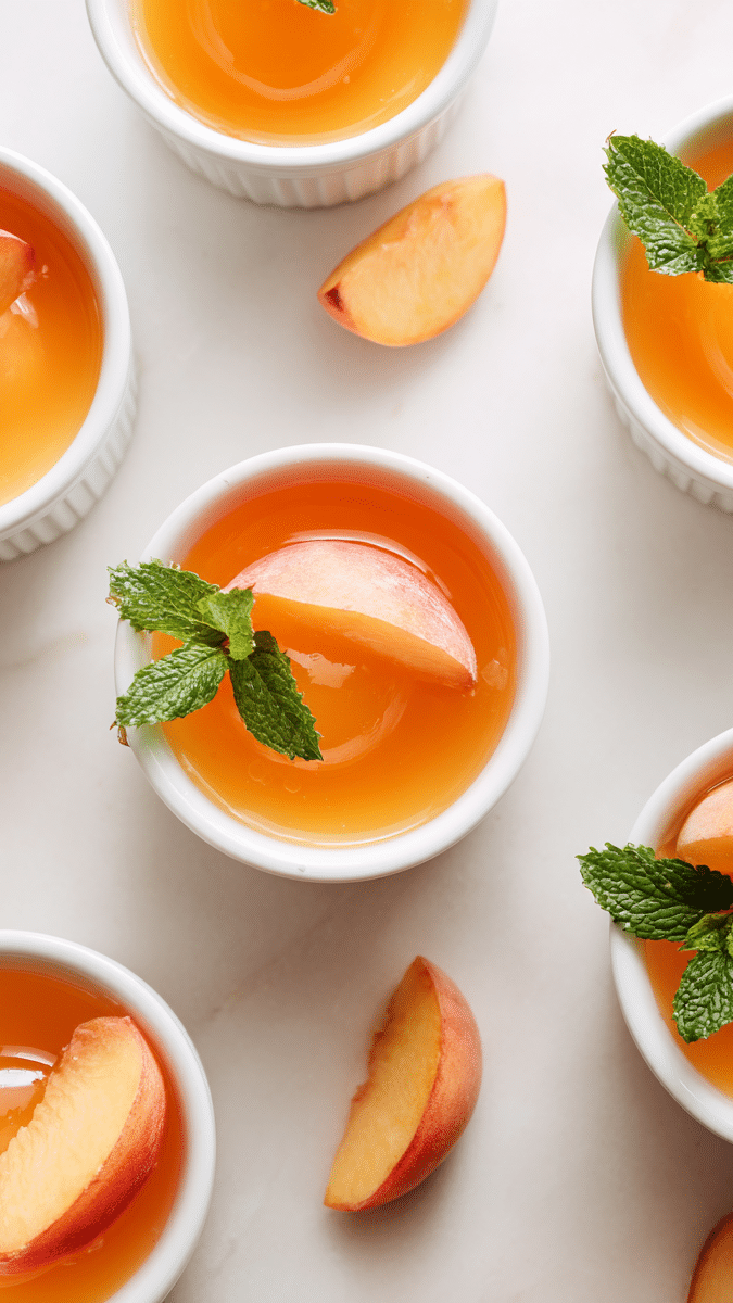 Close-up of peach gelatin texture