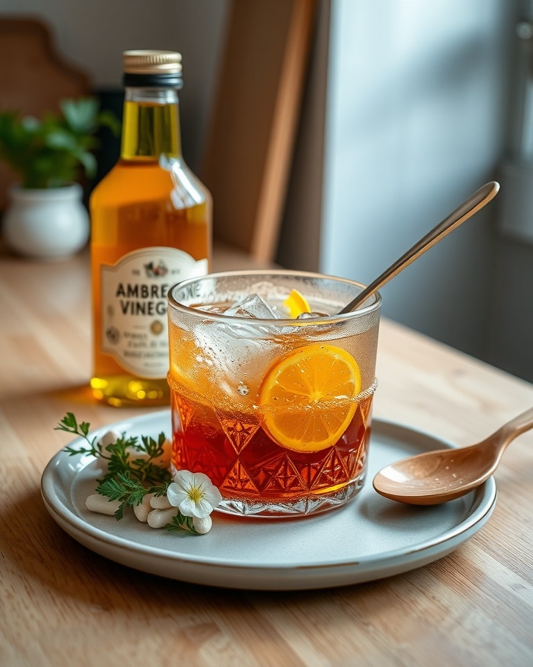 Close-up of ACV drink ingredients