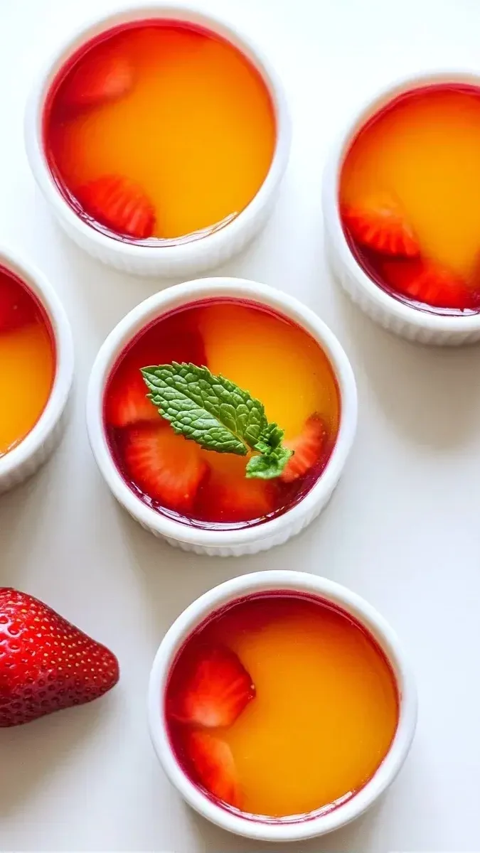 Close-up of translucent apple cider vinegar grapefruit gelatin with a grapefruit slice and mint.