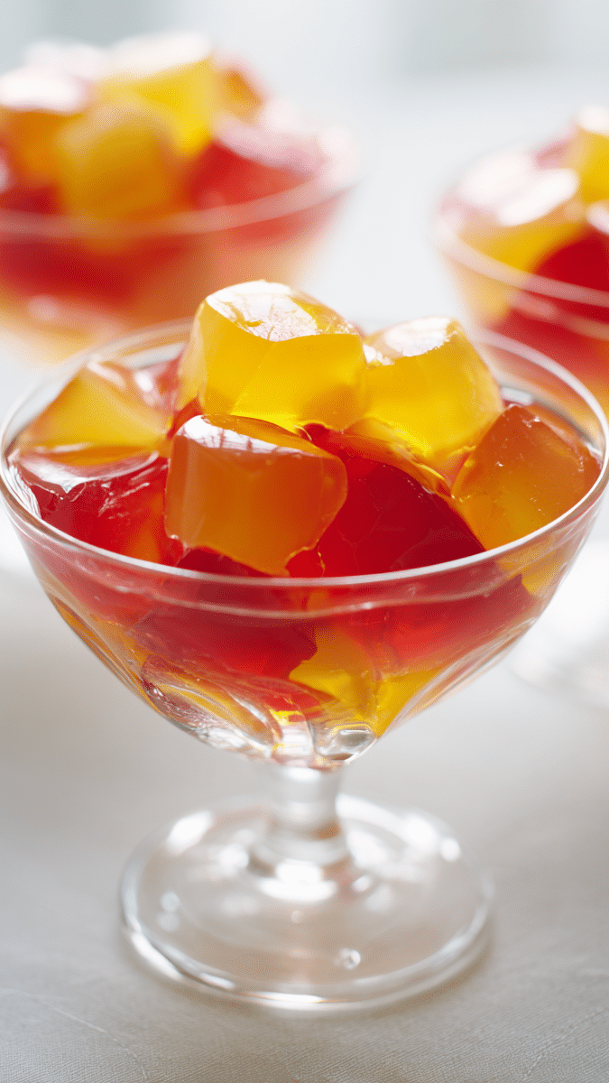 Close-up of apple cider vinegar pear gelatin texture