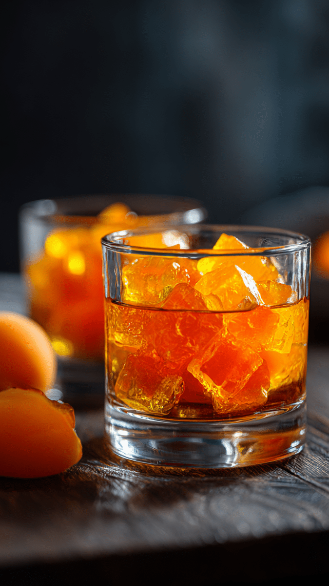 Close-up of apricot gelatin texture
