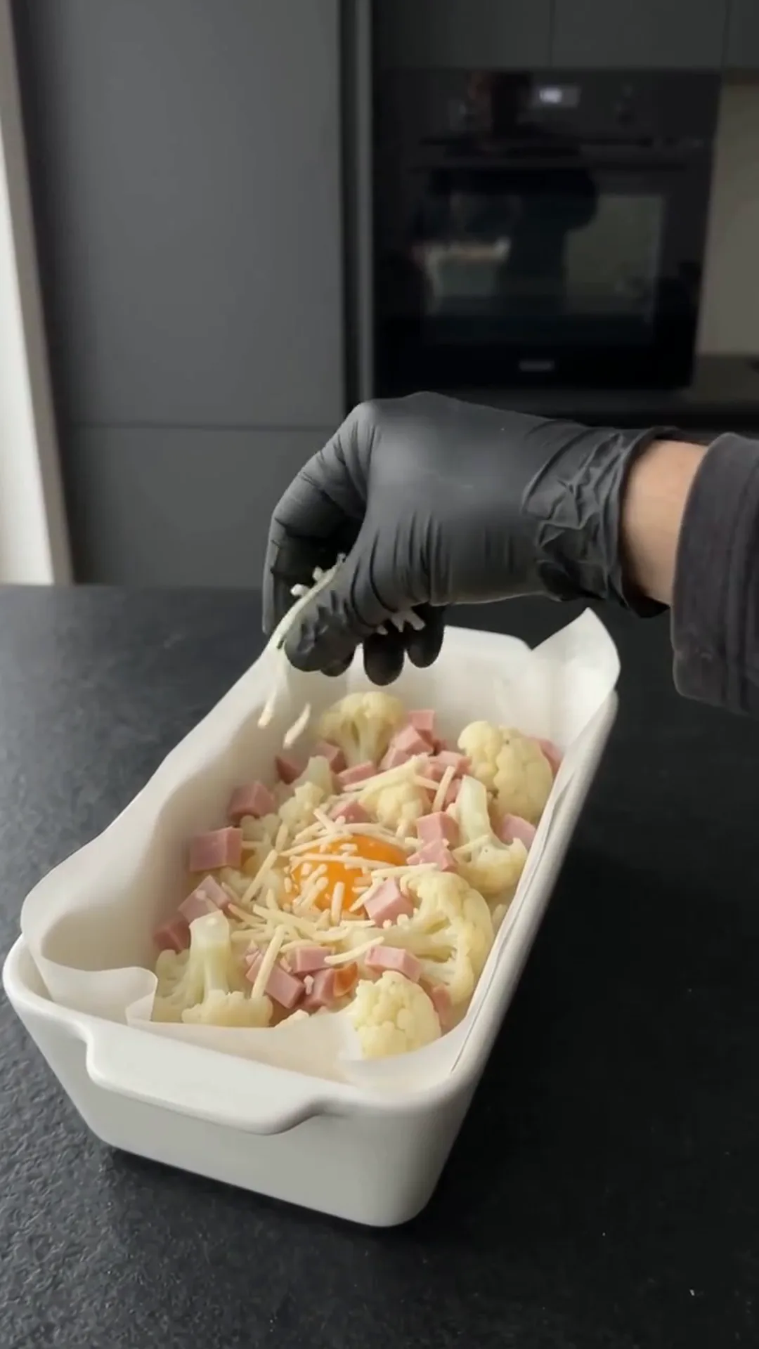 Cheesy Cauliflower and Smoked Turkey Casserole Bake – Add the cheese topping