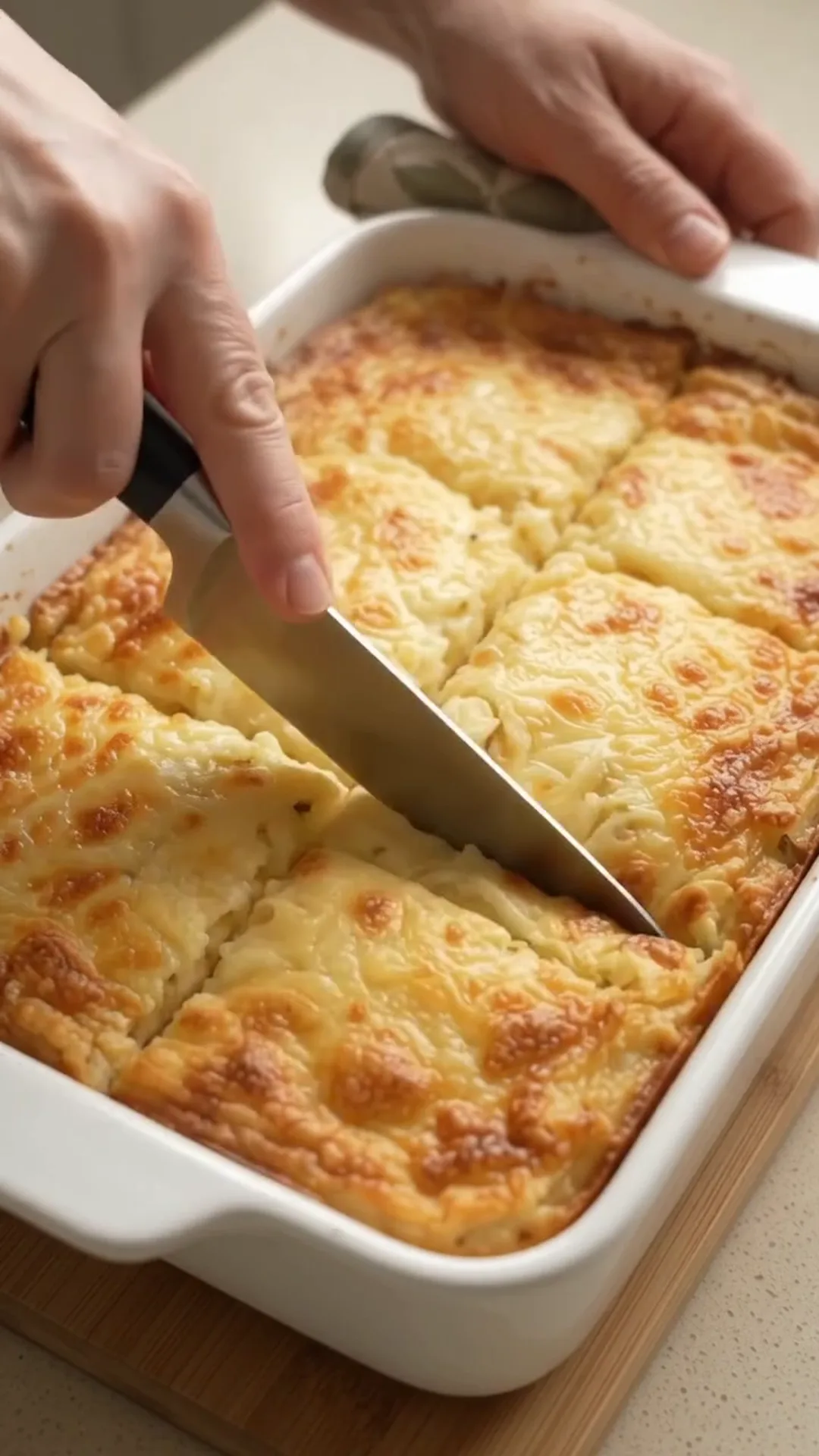 Cheesy Cauliflower Beef Stacks with Mozzarella and Parmesan – Garnish and serve