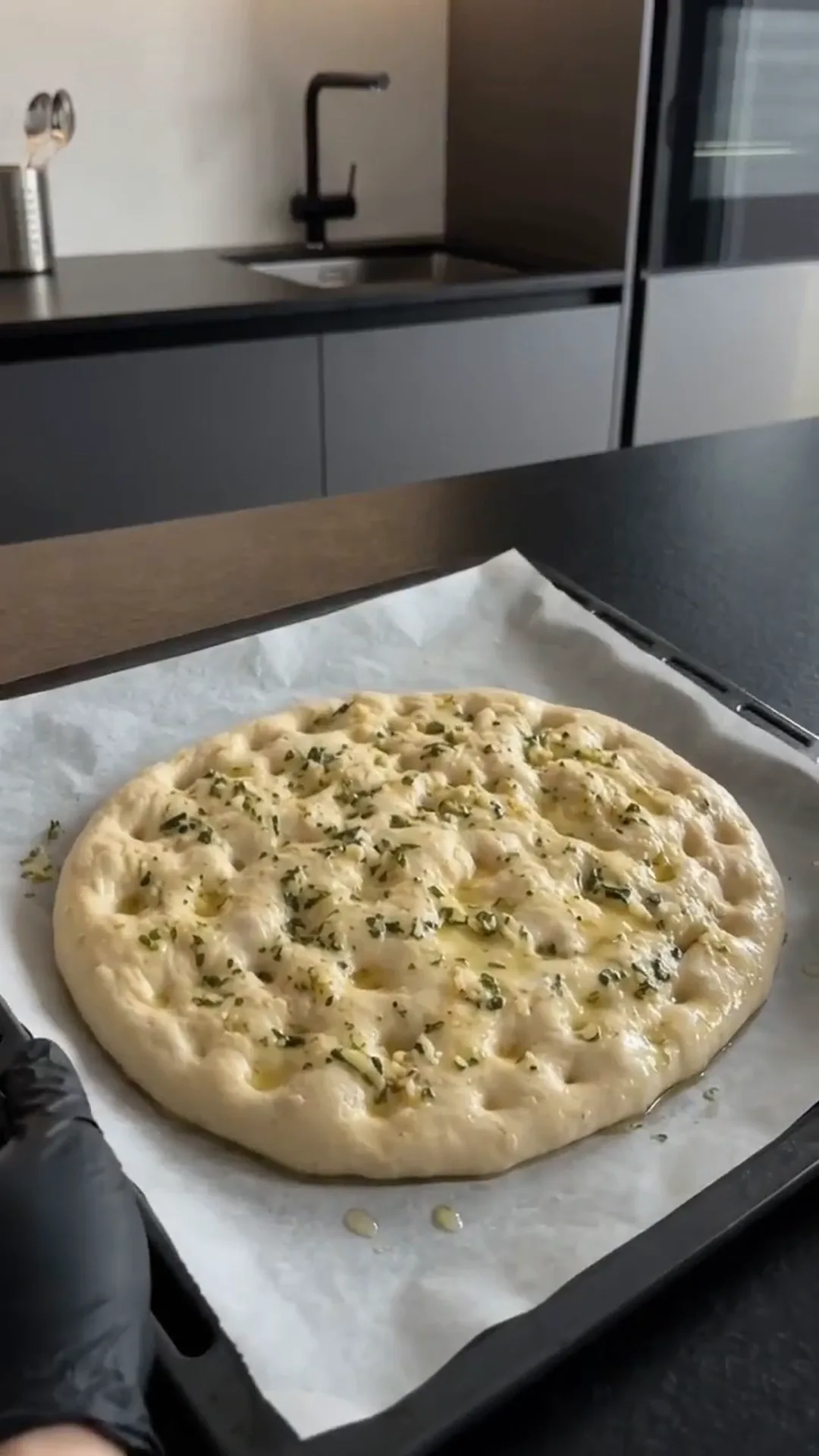Cheesy Garlic Herb Flatbread Strips Recipe – baking focaccia bread in the oven