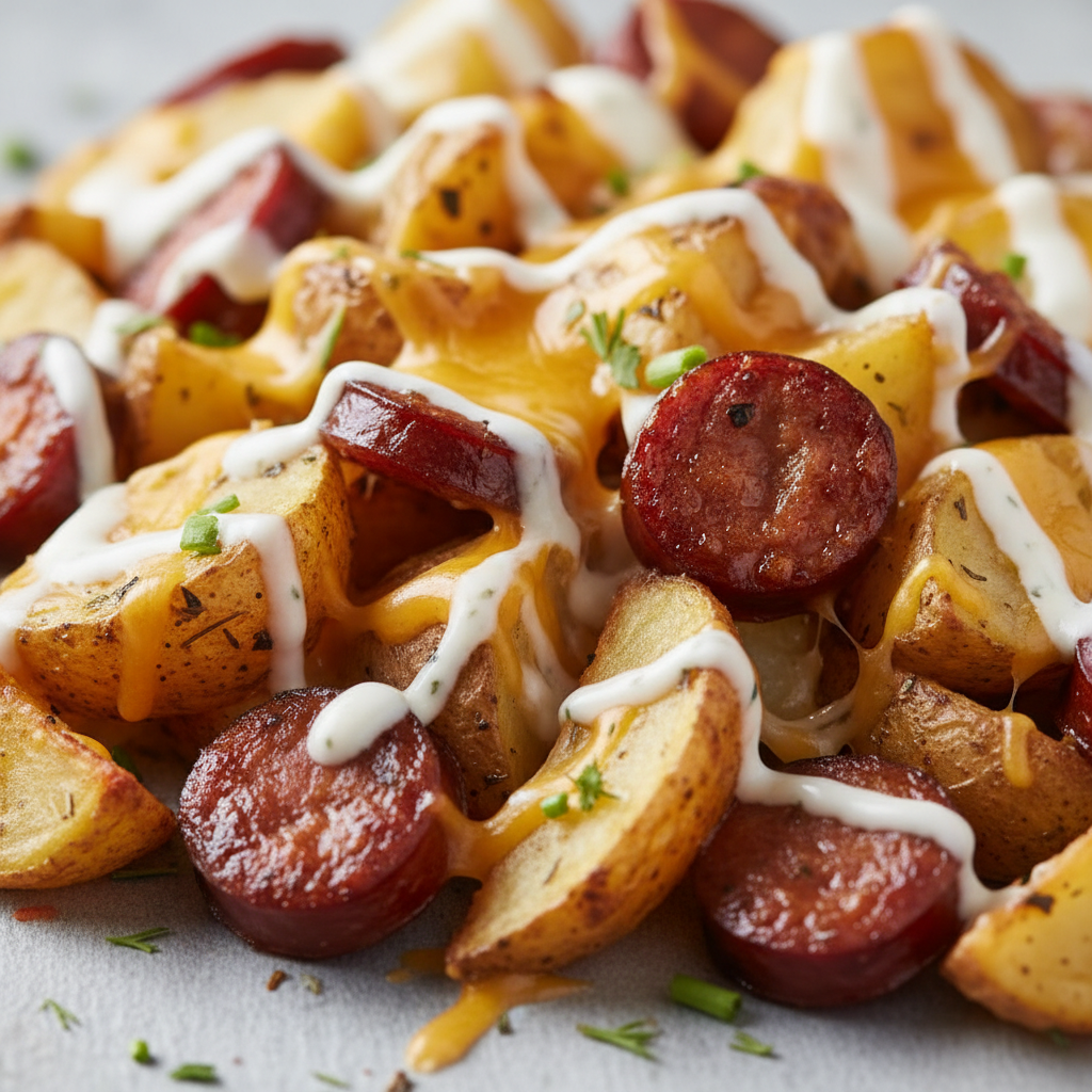Cheesy Ranch Potatoes and Smoked Sausage Cheesy Ranch Potatoes and Smoked Sausage