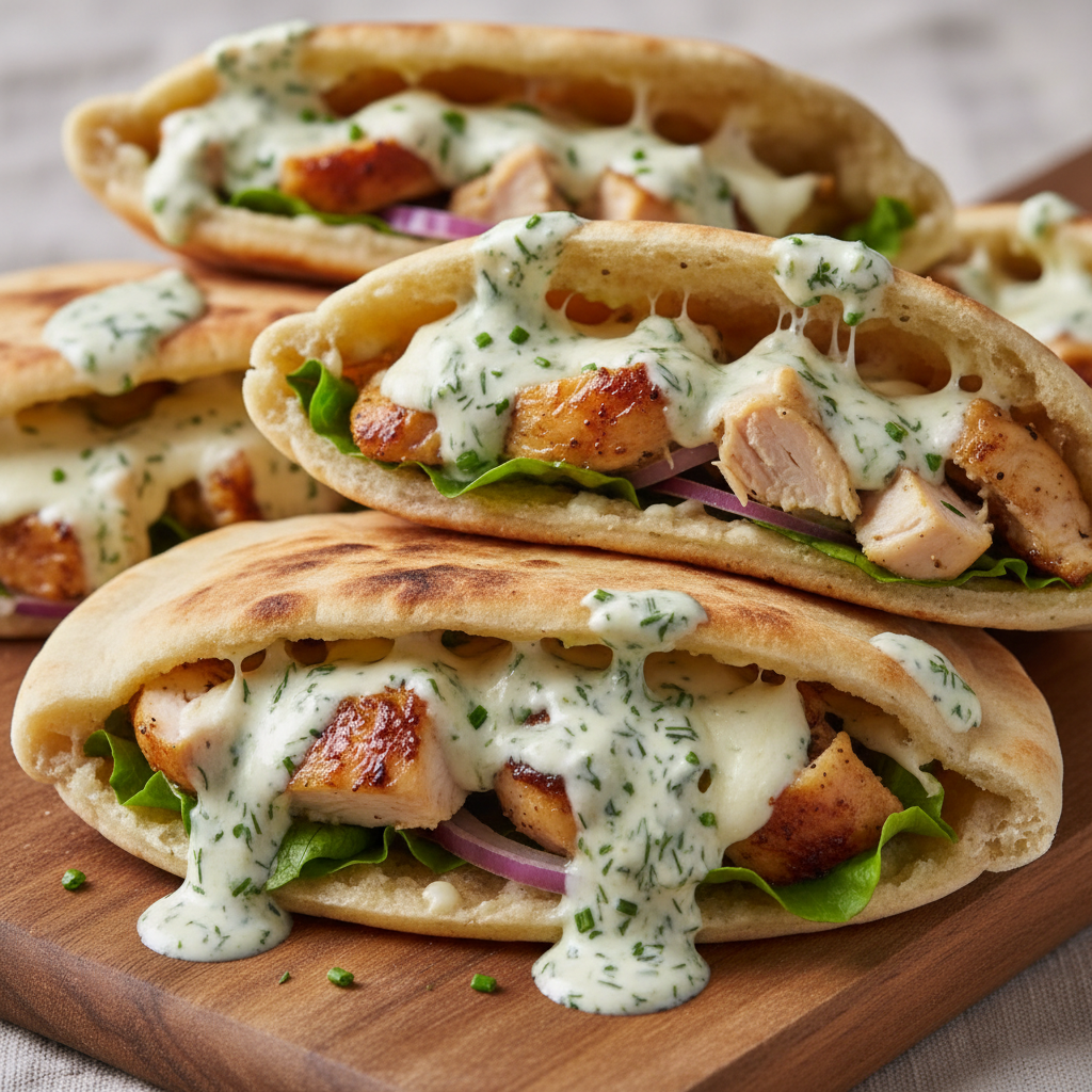 Chicken Pitas with Herby Ranch Chicken Pitas with Herby Ranch