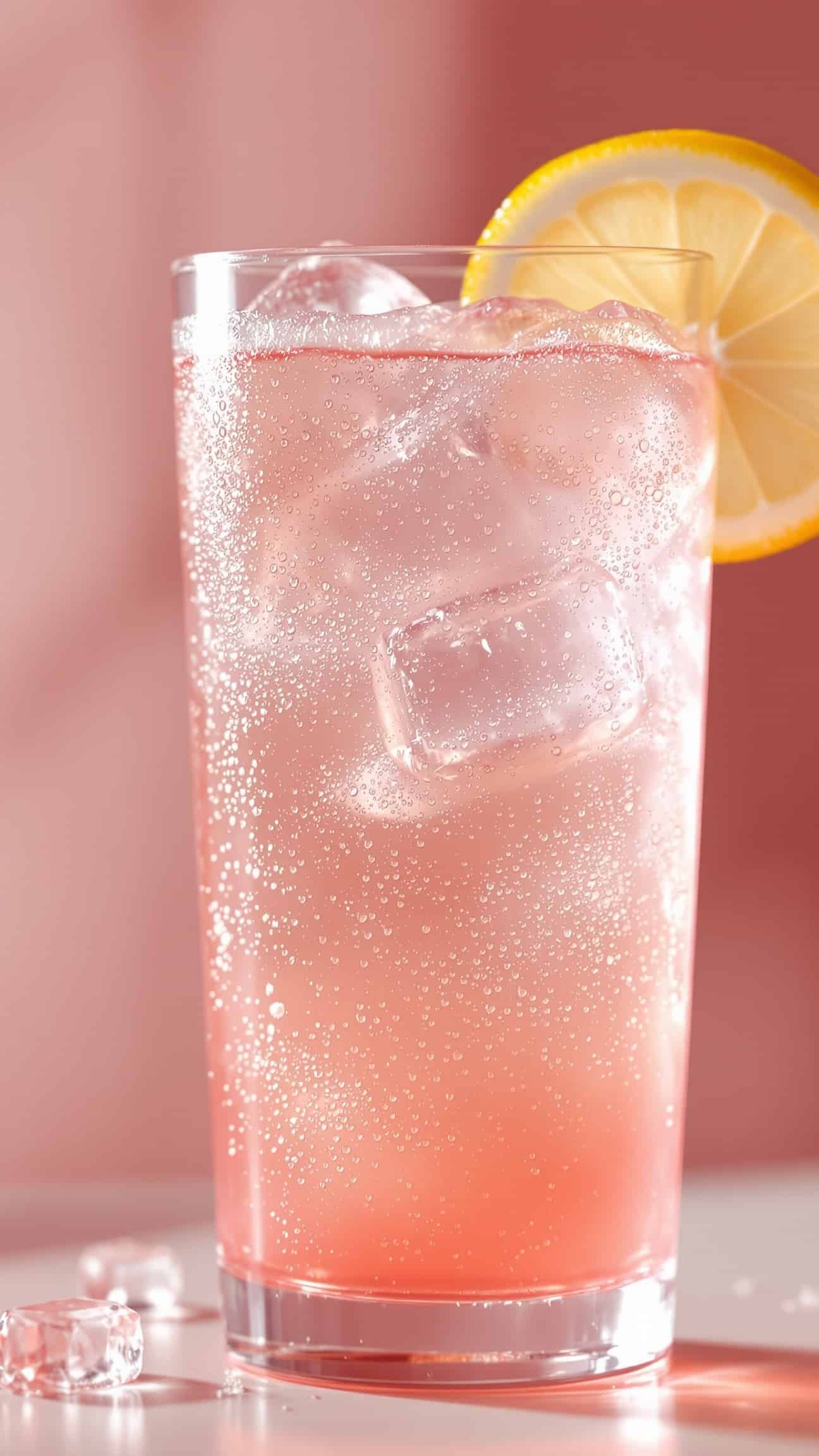 Close-up of a refreshing blanc-rose collagen peptides drink.