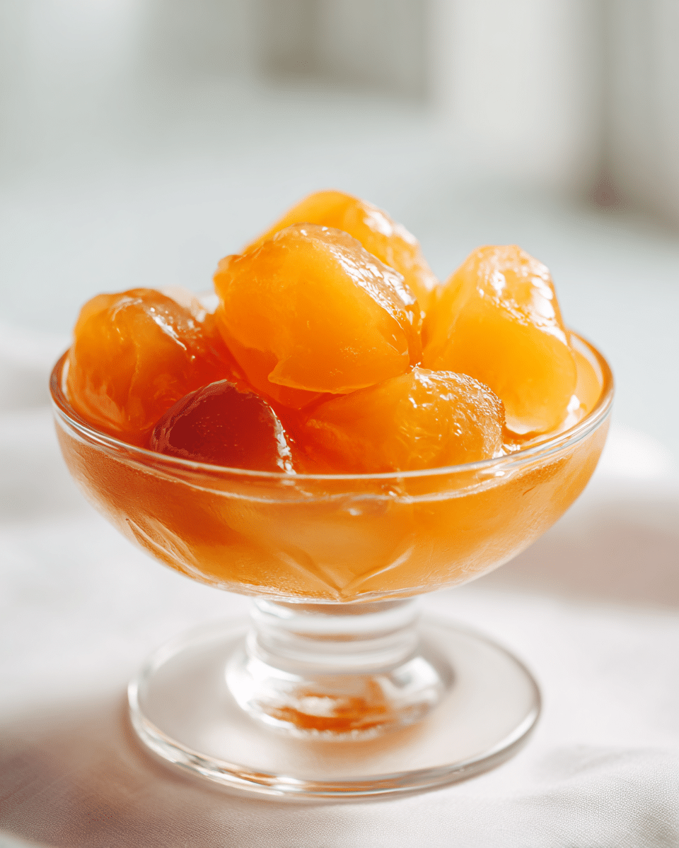 Close up of coral peach apricot guava gelatin