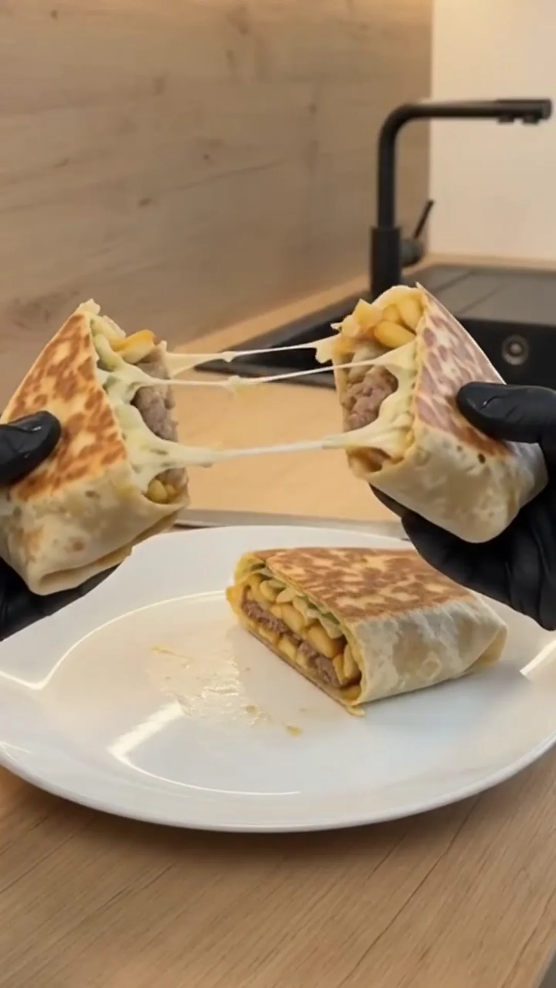 Crispy Cheeseburger Wrap with Golden French Fries