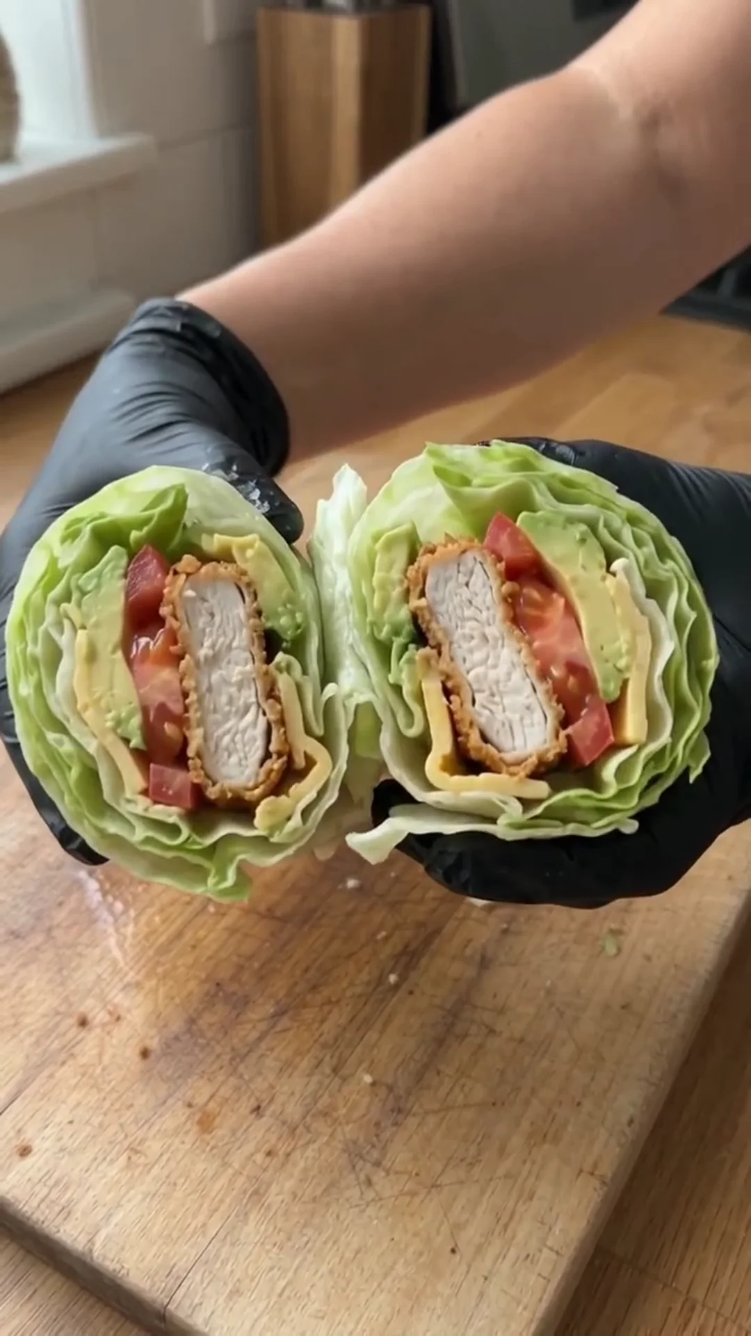 Crispy Chicken Lettuce Wraps with Avocado and Sauce