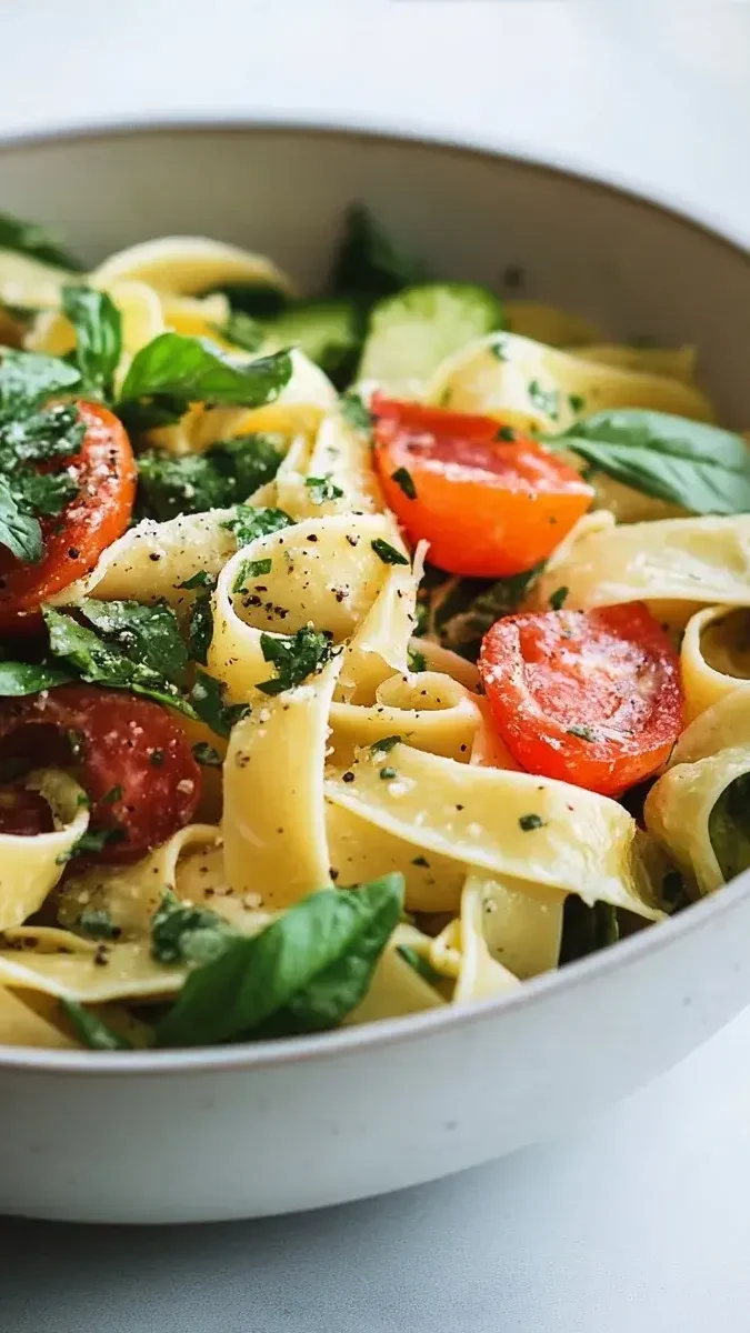 Close-up of dairy-free pasta salad