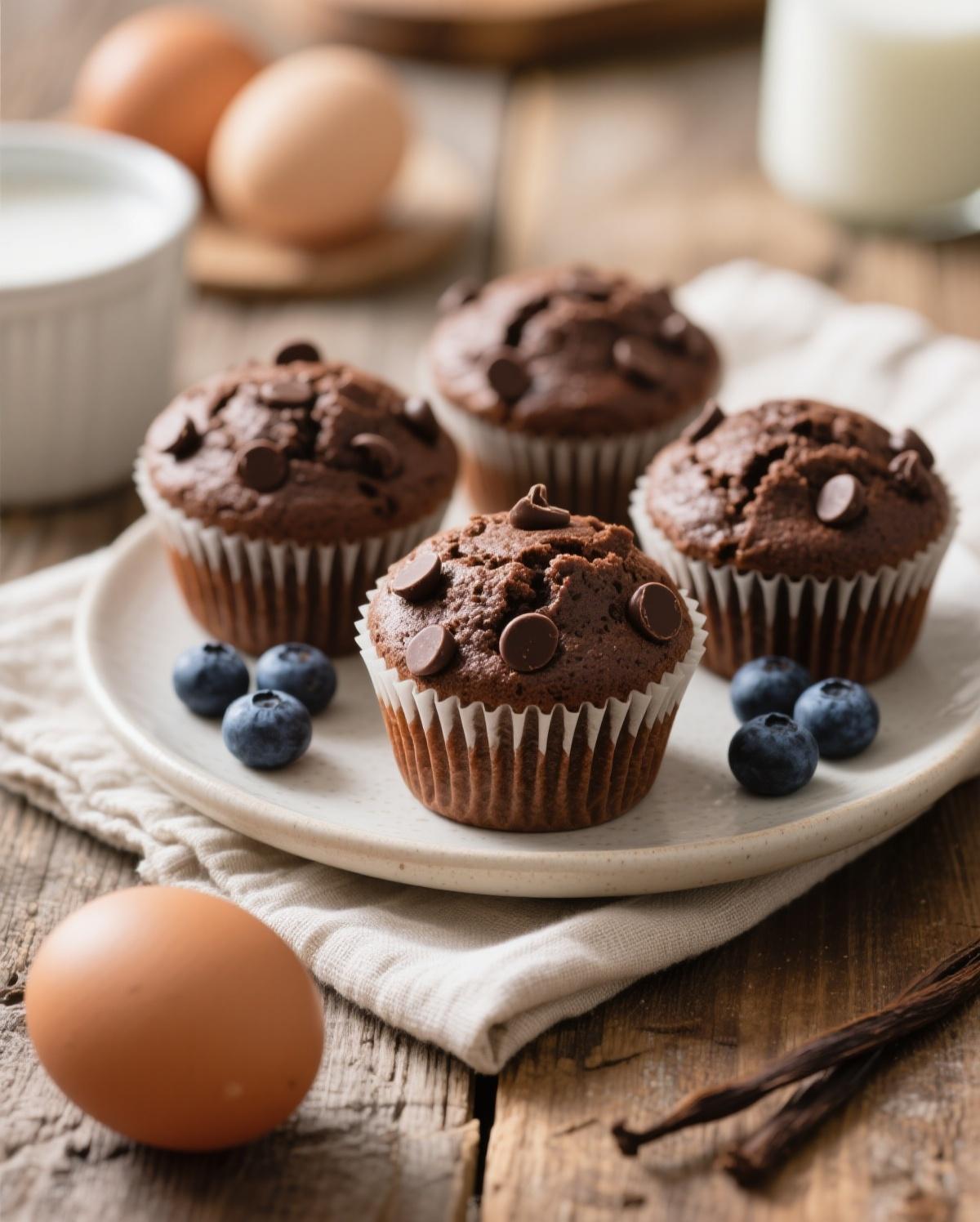 double chocolate muffins double chocolate muffins