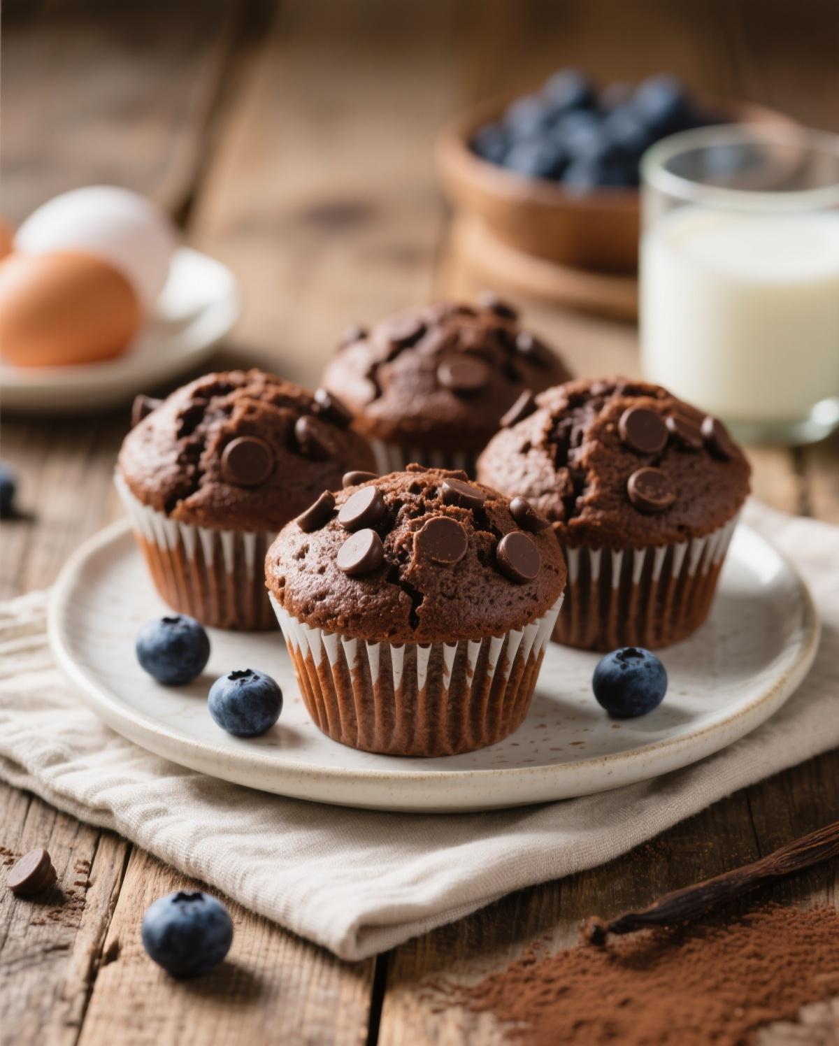 double chocolate muffins double chocolate muffins