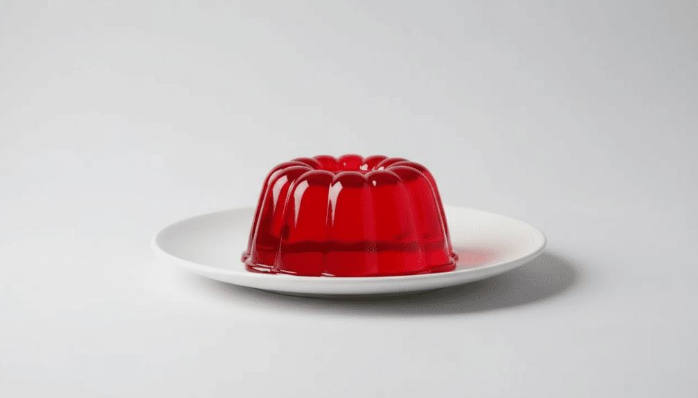 gelatin powder in desserts Classic Red Jello Mold unmolded onto a white plate