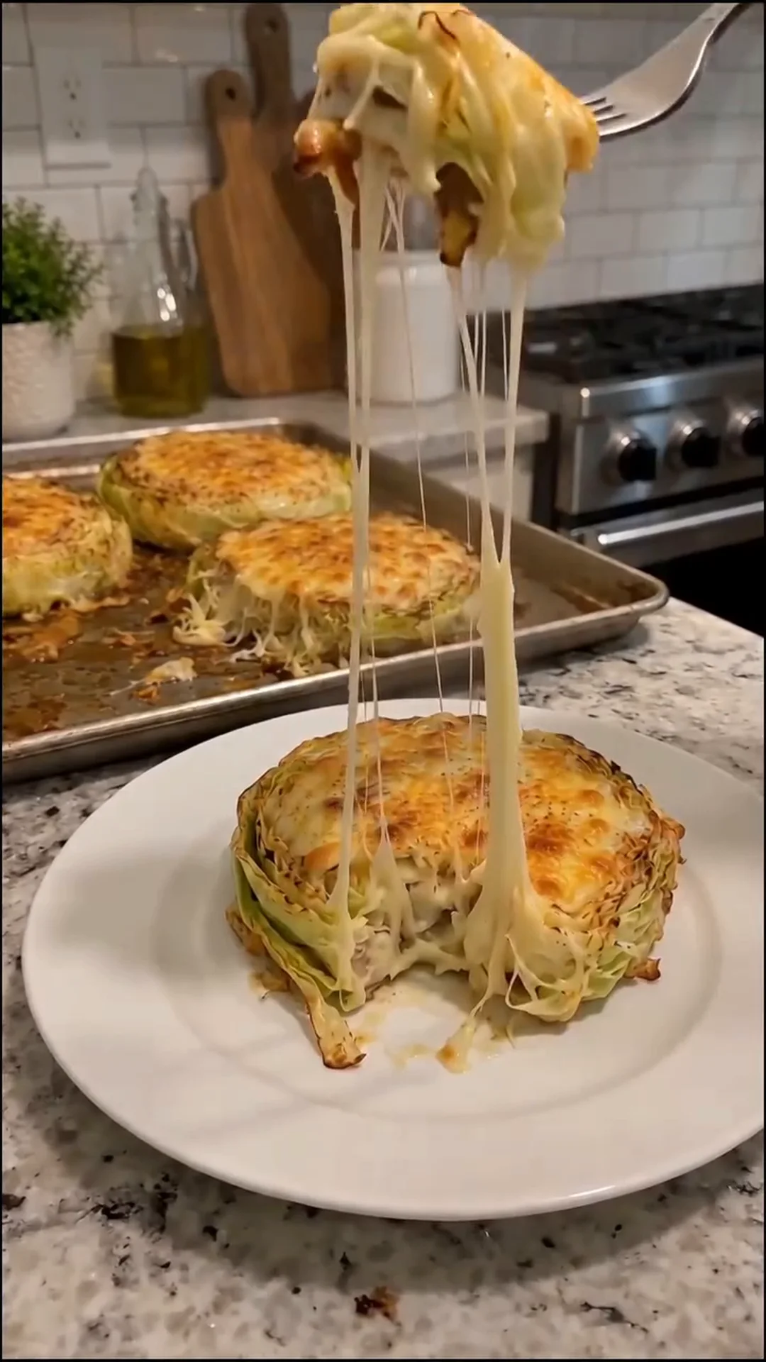 Golden Cheesy Baked Cabbage Steaks with Turkey Bacon