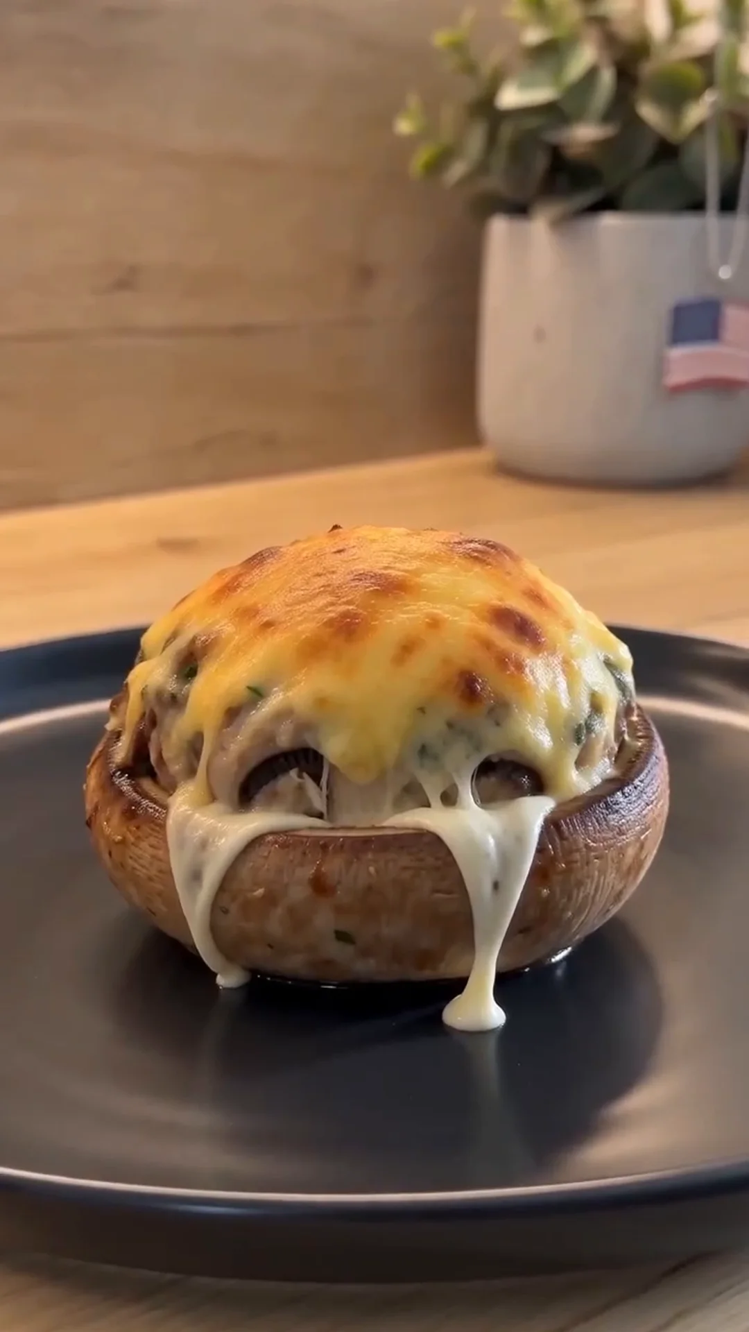 Golden Cheesy Chicken Stuffed Mushrooms Recipe