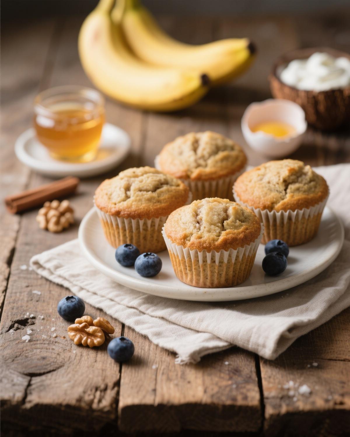 Mixing bowl with whole wheat flour and cinnamon for banana muffins