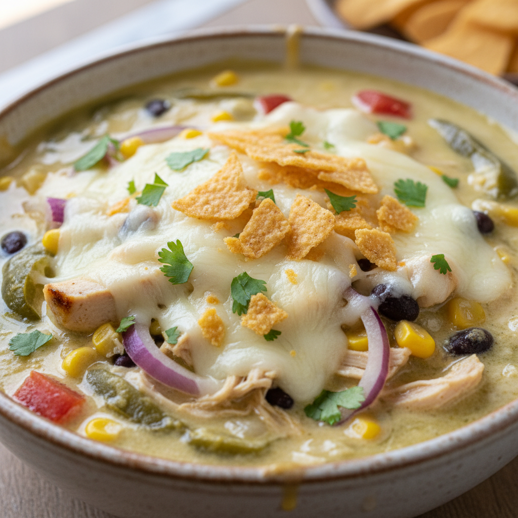 Healthy Creamy Chicken Enchilada Soup