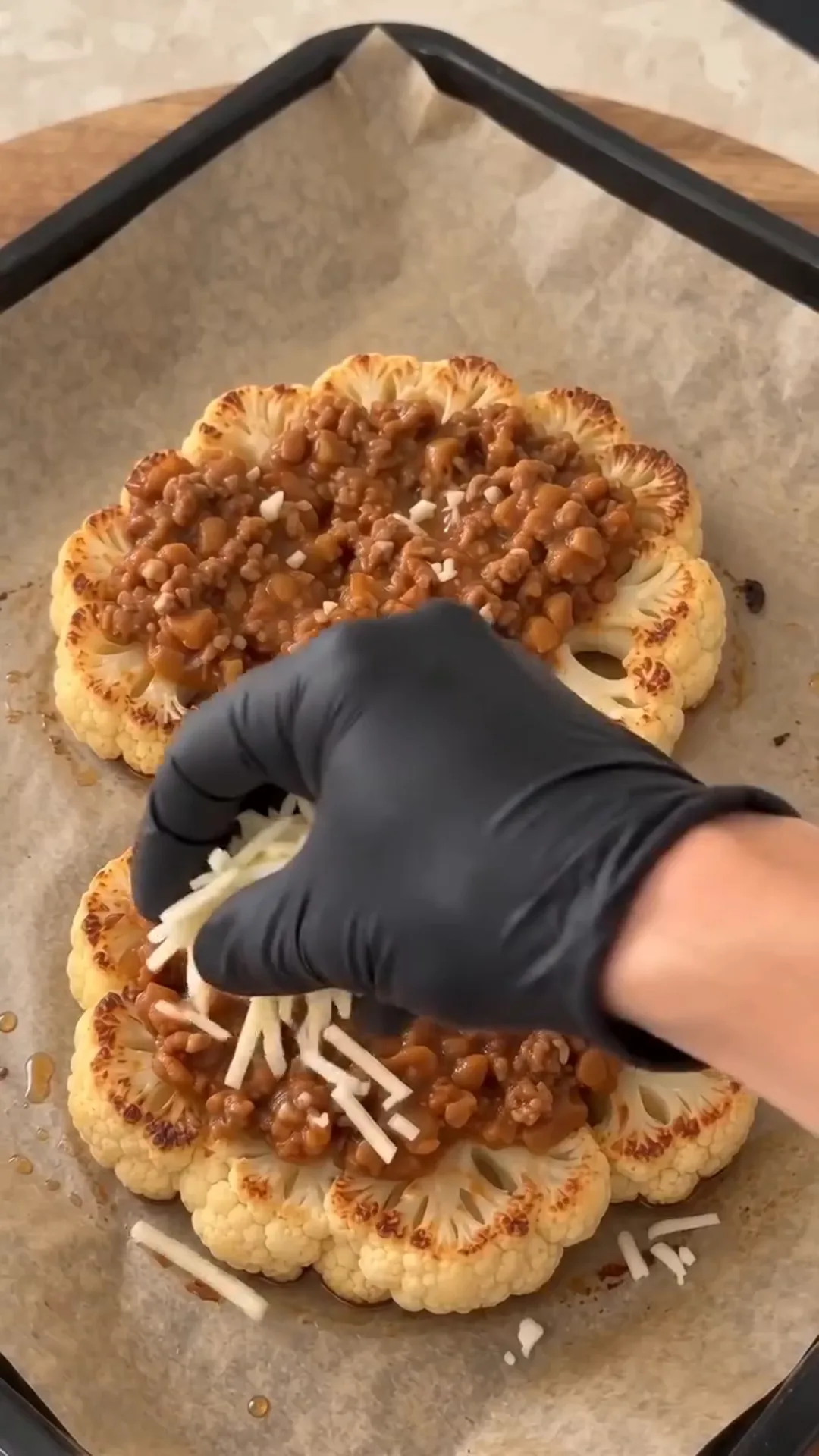 Hearty Cheesy Beef Cauliflower Steaks with Savory Ground Beef – adding cheese to roasted cauliflower steaks