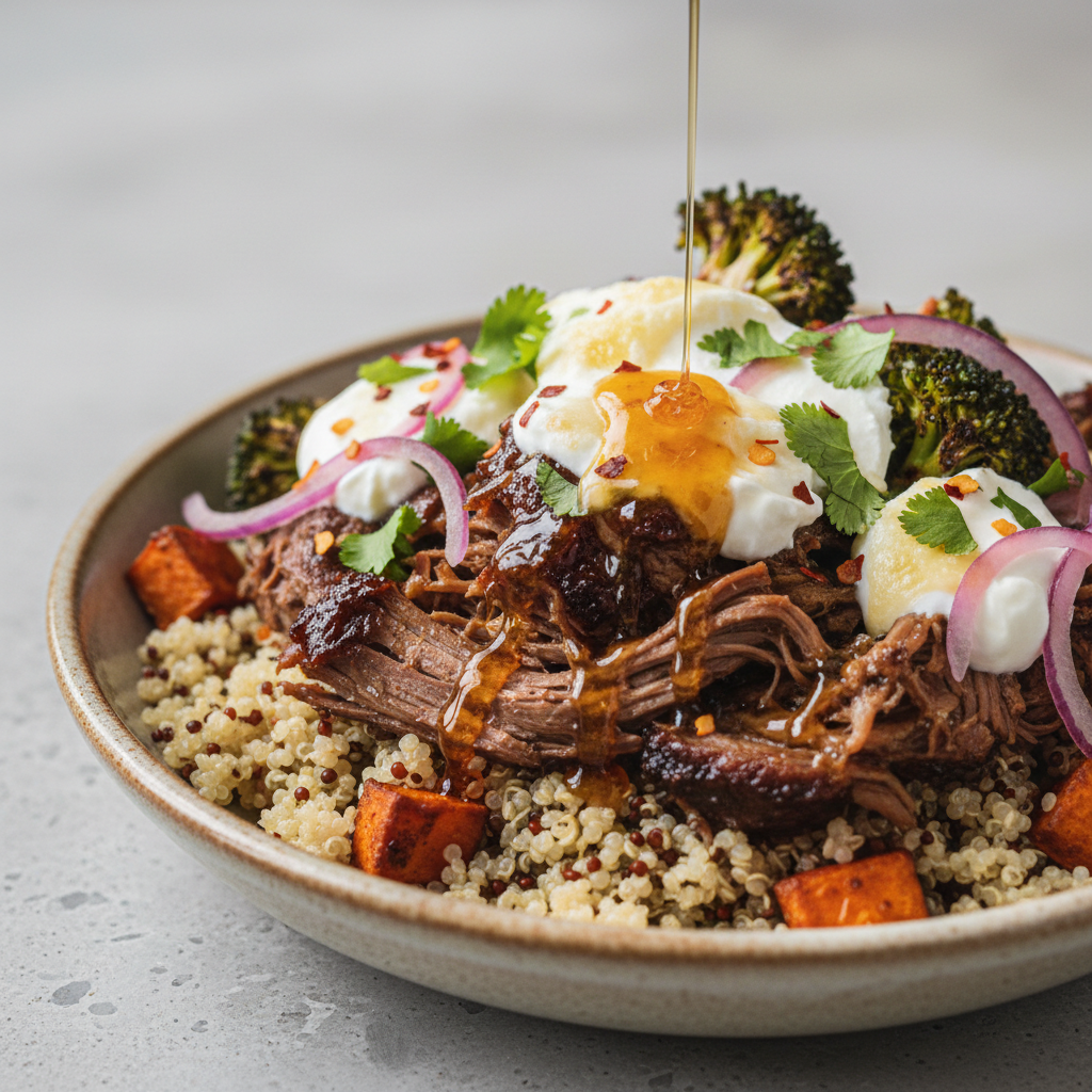 High Protein Hot Honey Beef Bowl High Protein Hot Honey Beef Bowl