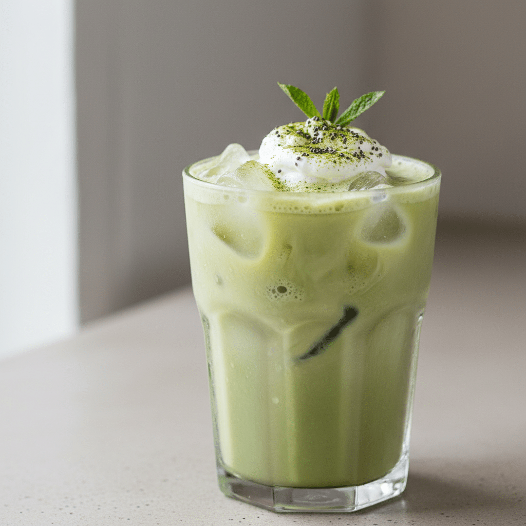 Iced matcha latte low calorie recipe