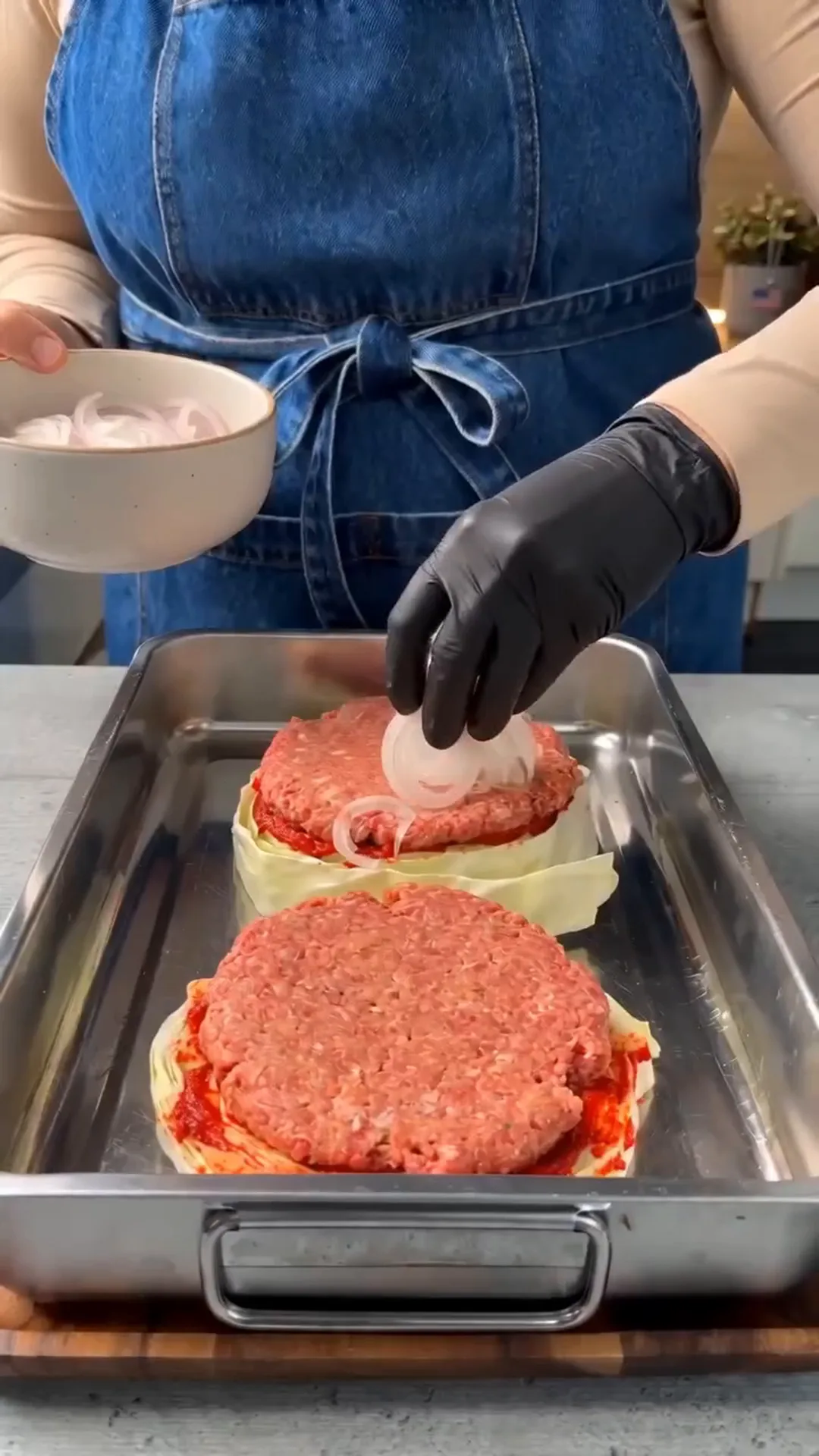 Italian Unrolled Cabbage Rolls with Creamy Tomato Sauce – Adding onions to burgers