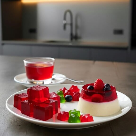 knox gelatin recipes Gelatin cubes on a white plate