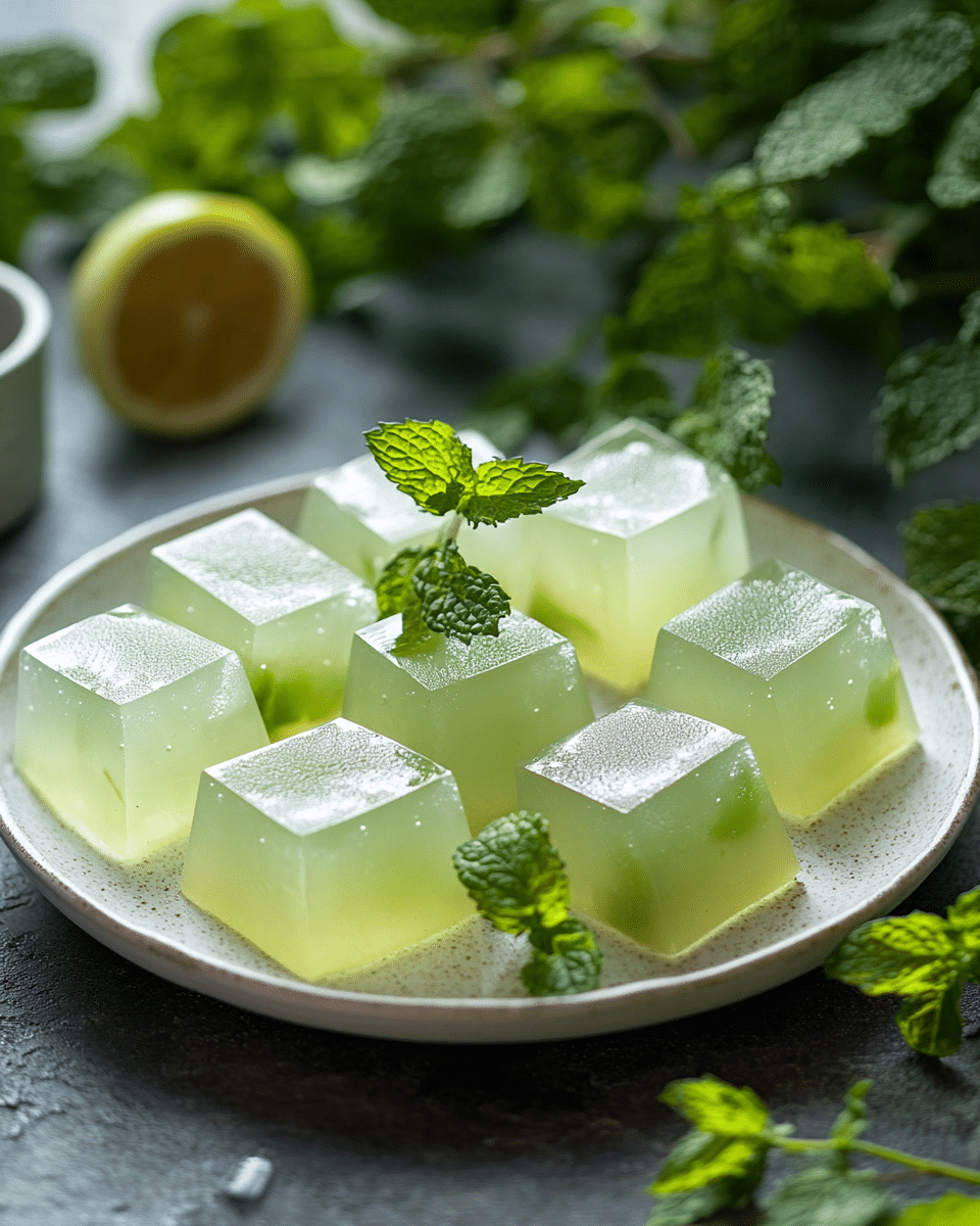 Close-up of gelatin texture and fruit