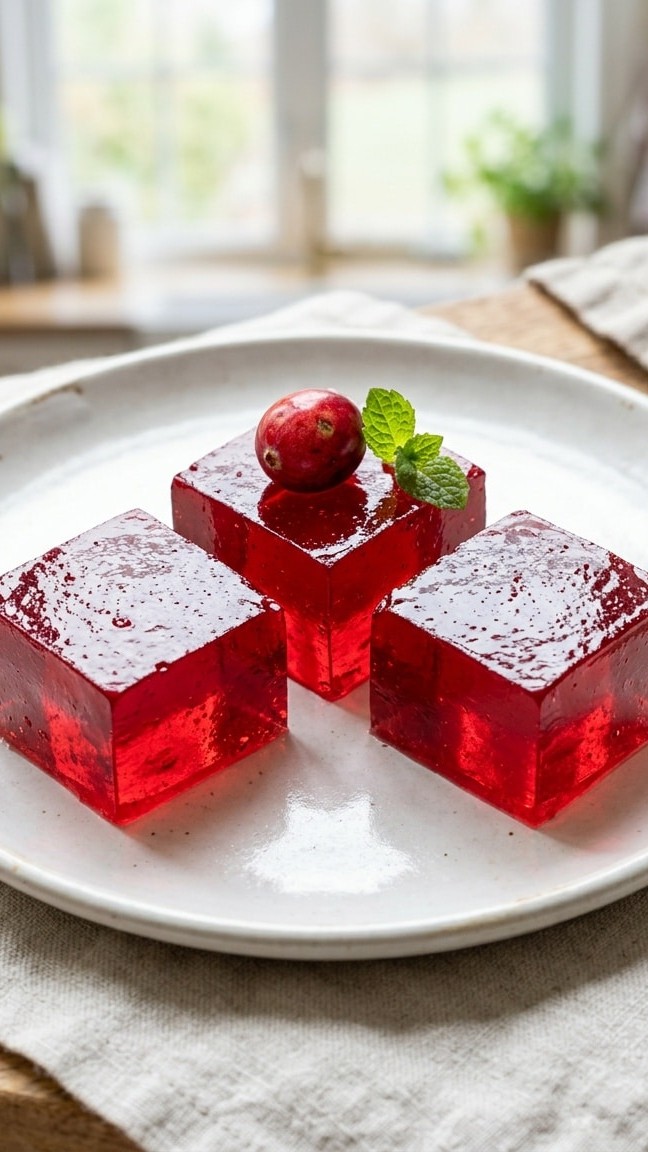 Close-up of red Meghan Trainor Weight Loss Gelatin Recipe cubes