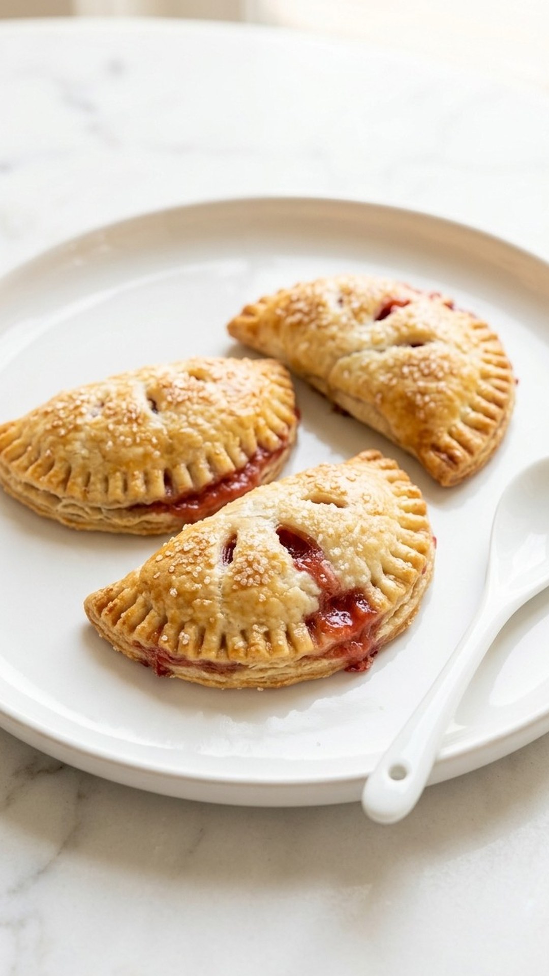 Close up of rhubarb filling in hand pie
