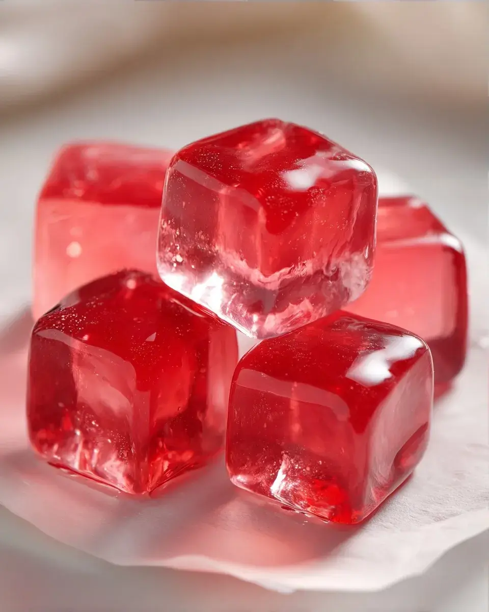 close-up of pink gelatin texture
