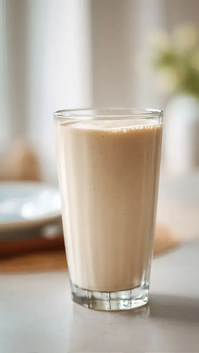 Close-up of creamy protein shake texture