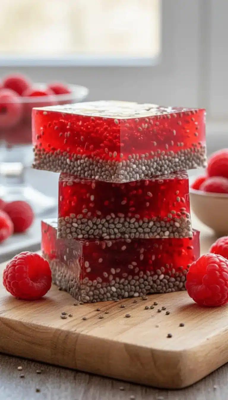 Raspberry Chia Seed Jello Squares Cooking Close-Up raspberry chia seed jello squares cooking ingredients close-up