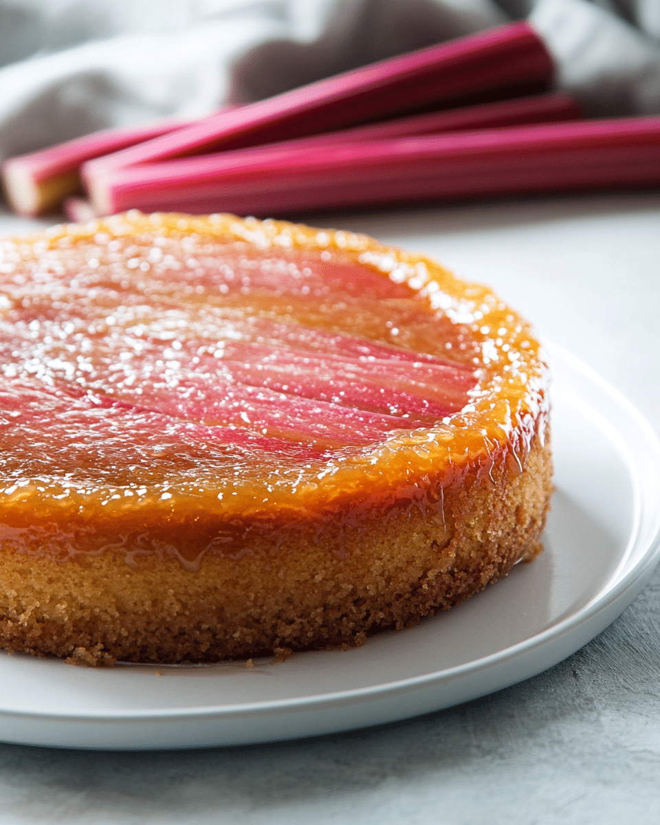 Slice of rhubarb cake
