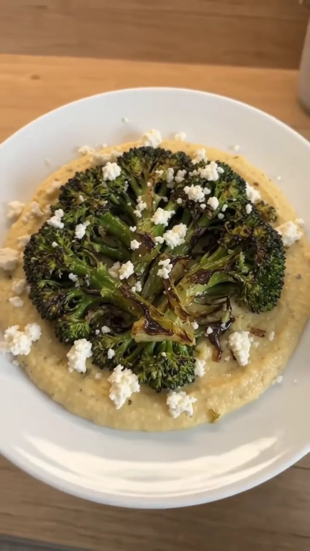 Seared Broccoli Steaks with Chimichurri and Butter Bean Purée – roasting broccoli and serving with cheese and polenta