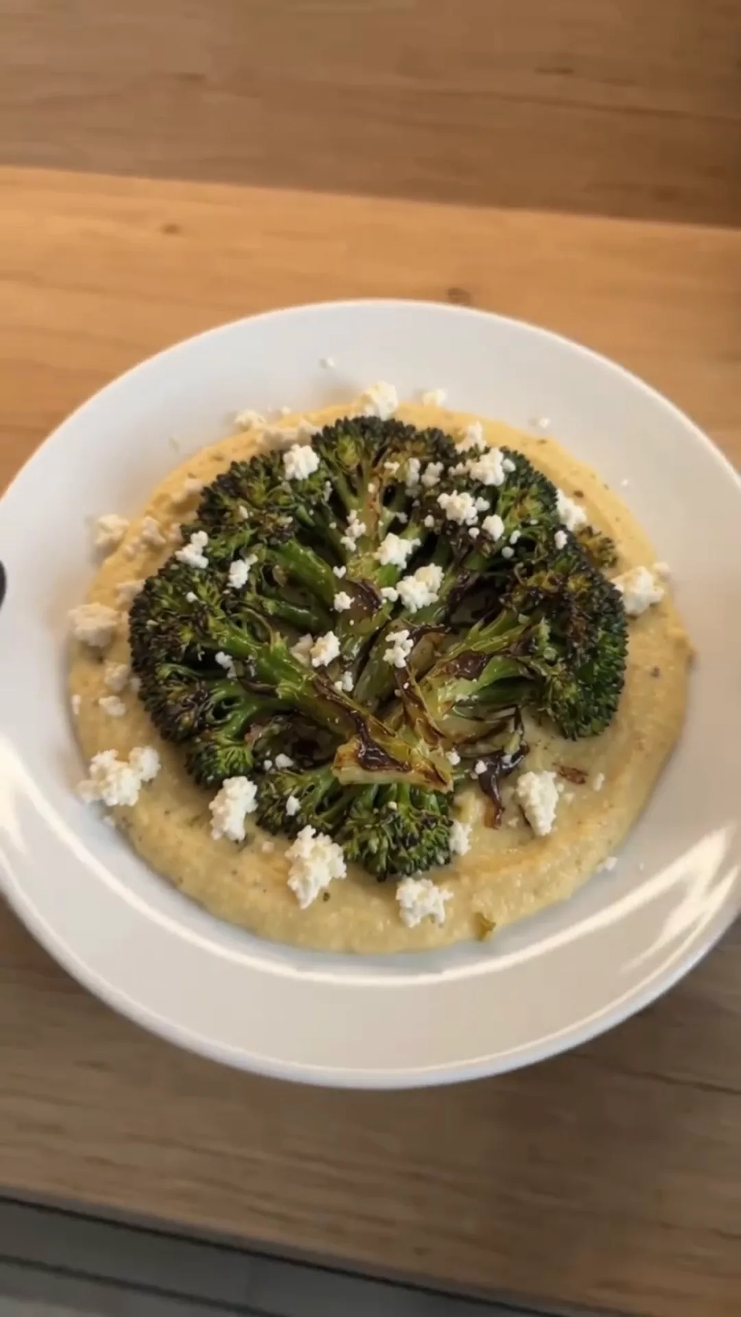 Seared Broccoli Steaks with Chimichurri and Butter Bean Purée – roasting broccoli on a bed of polenta