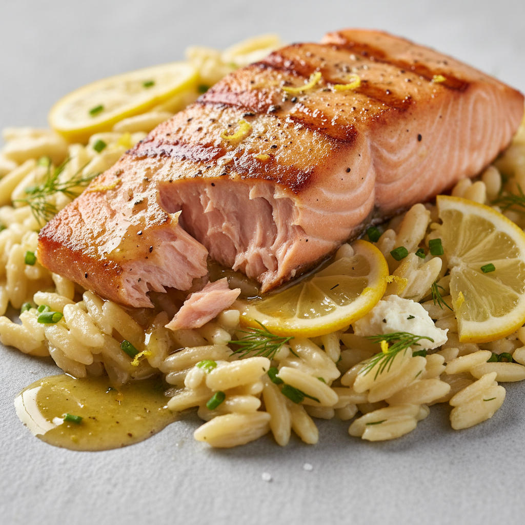 Seared Salmon Lemon Orzo Seared Salmon Lemon Orzo