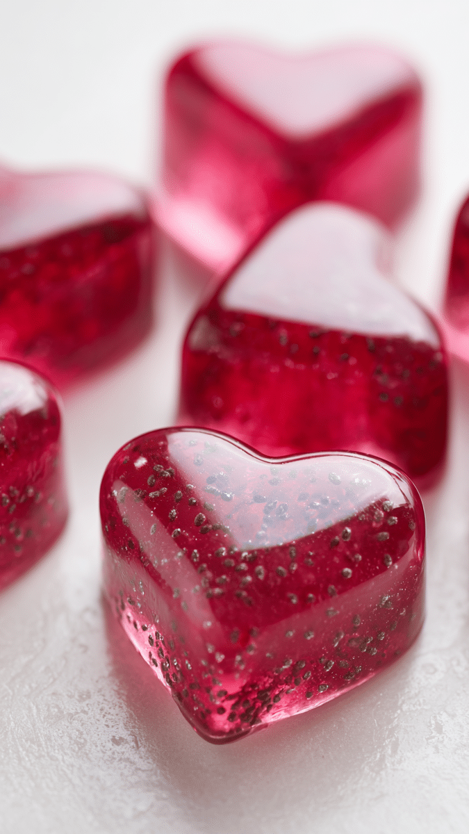 Close-up of Sharon Raspberry Chia Gelatin texture