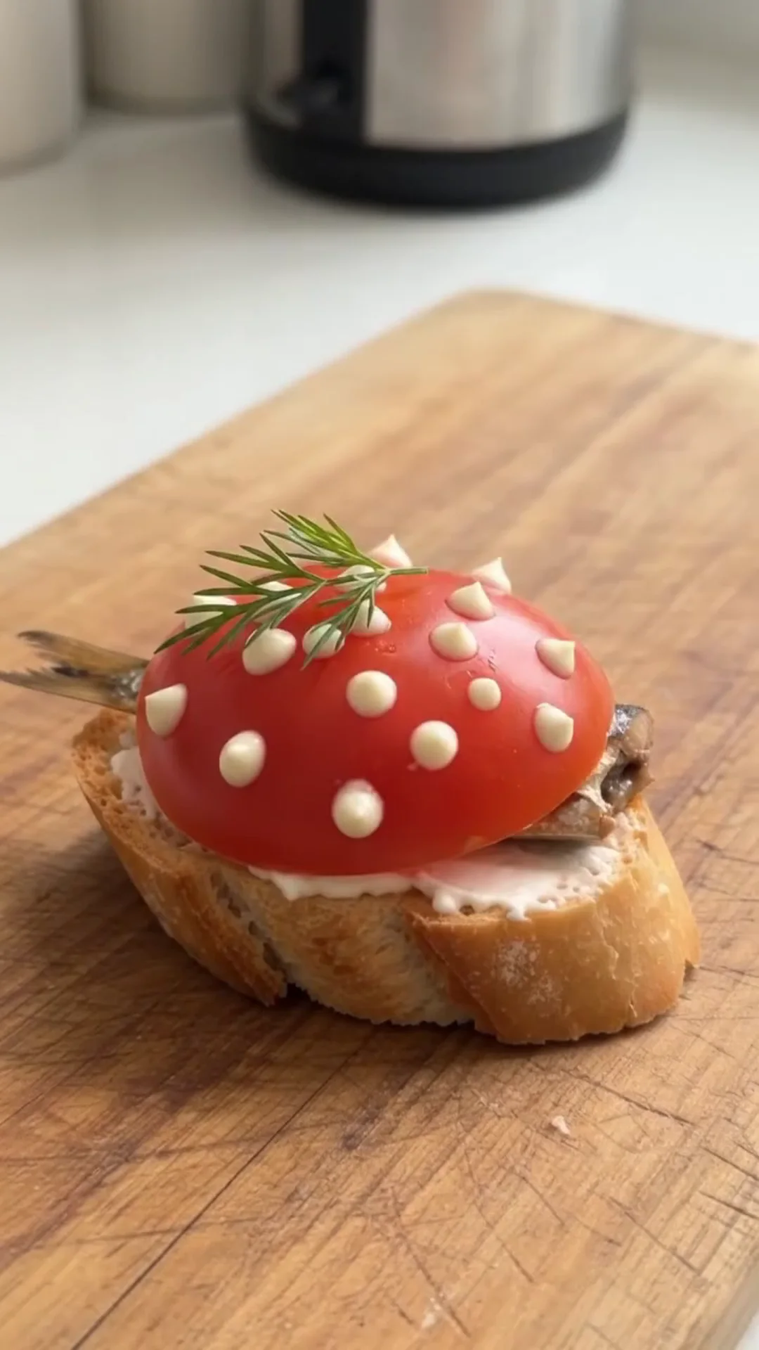 Smoked Sprat and Cream Cheese Baguette Bites