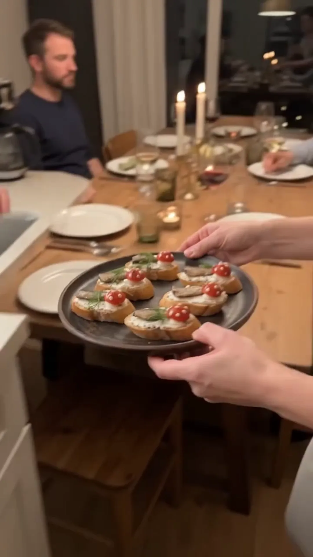 Smoked Sprat and Cream Cheese Baguette Bites – Serving food at a dinner party