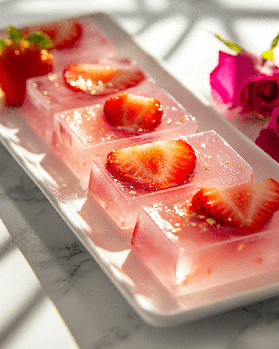 Strawberry Champagne Jello Tray