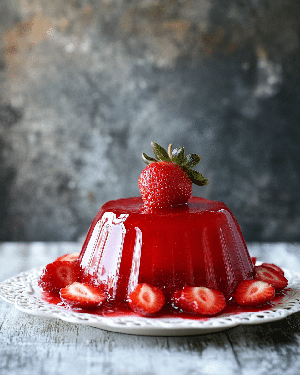 Close-up of Strawberry Jello Texture