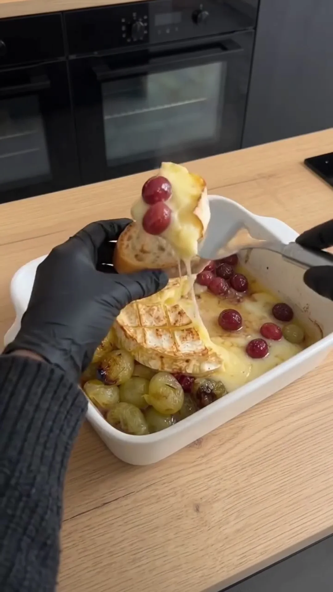Warm Baked Camembert with Sweet Berries and Roasted Grapes