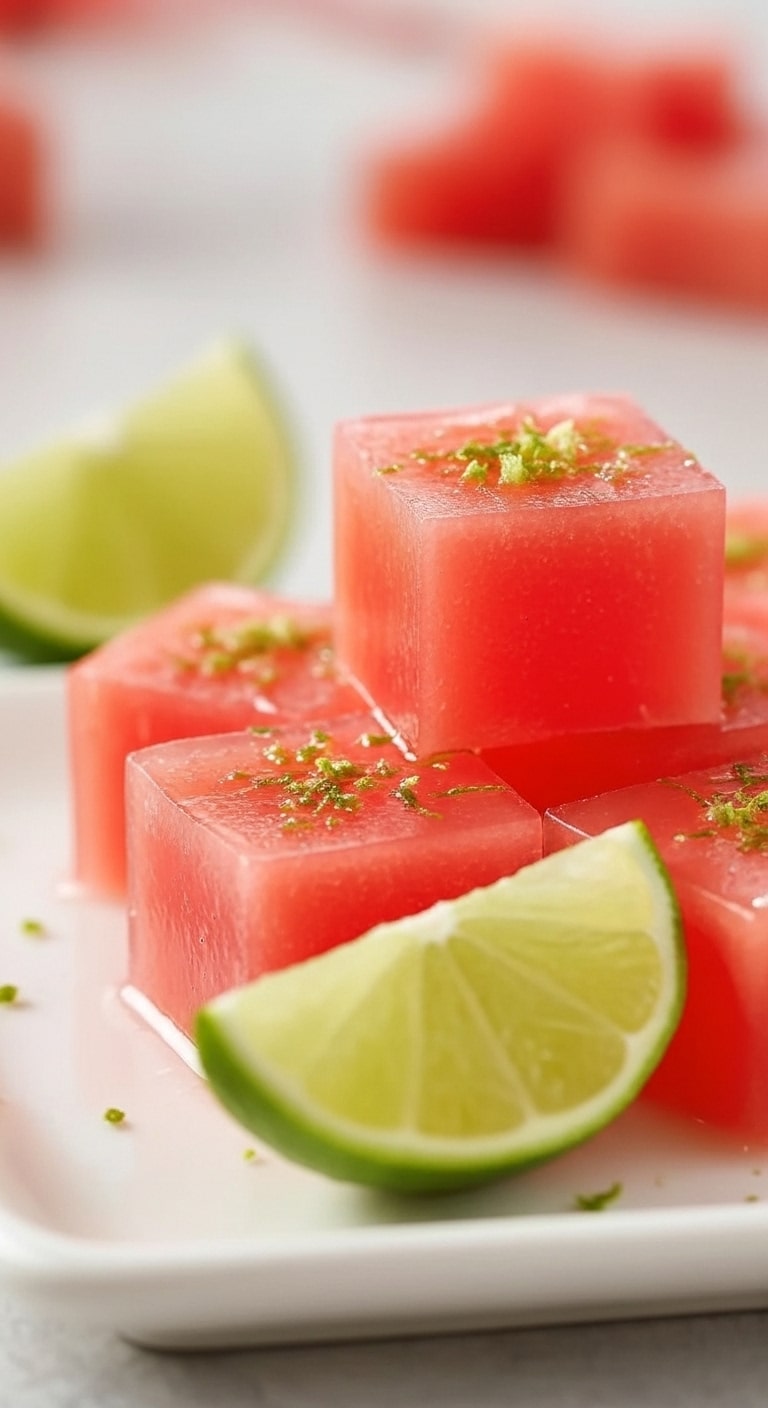 Watermelon Lime Gelatin Squares