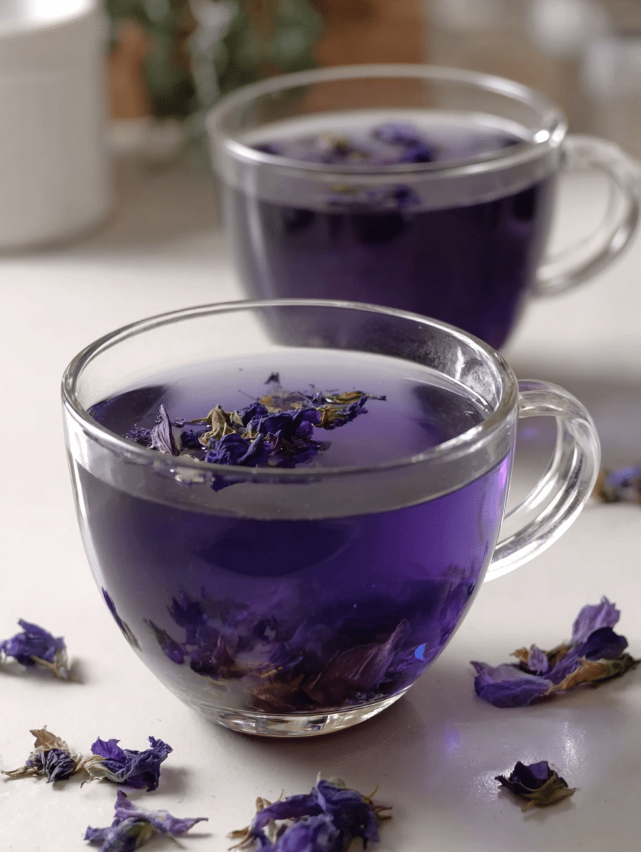 Brazilian Mounjaro recipe butterfly pea flower detox drink in glass cup