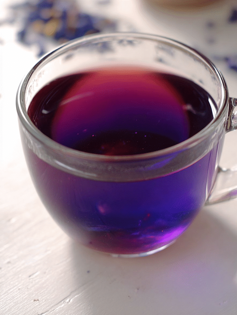 Brazilian Mounjaro recipe purple detox drink with butterfly pea and lemon juice