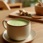 Japanese Mounjaro drink in ceramic cup with ginger