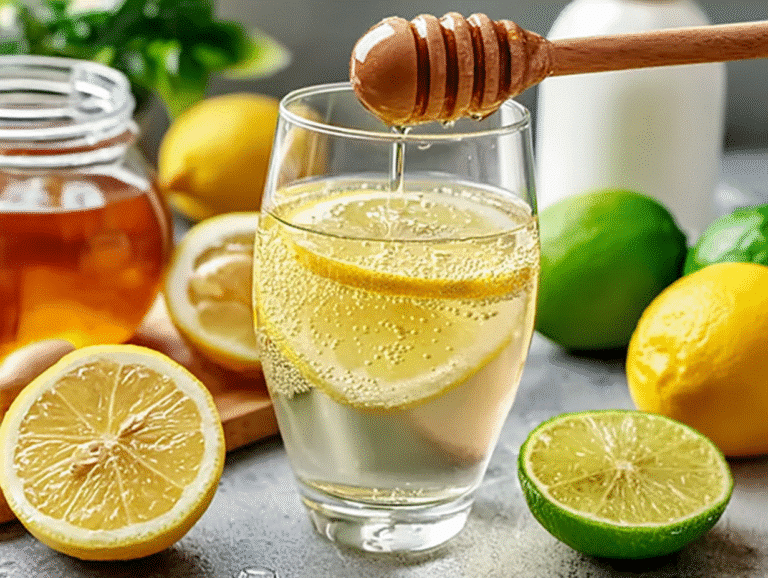 natural mounjaro recipe with 4 ingredients made with lemon, lime, and honey