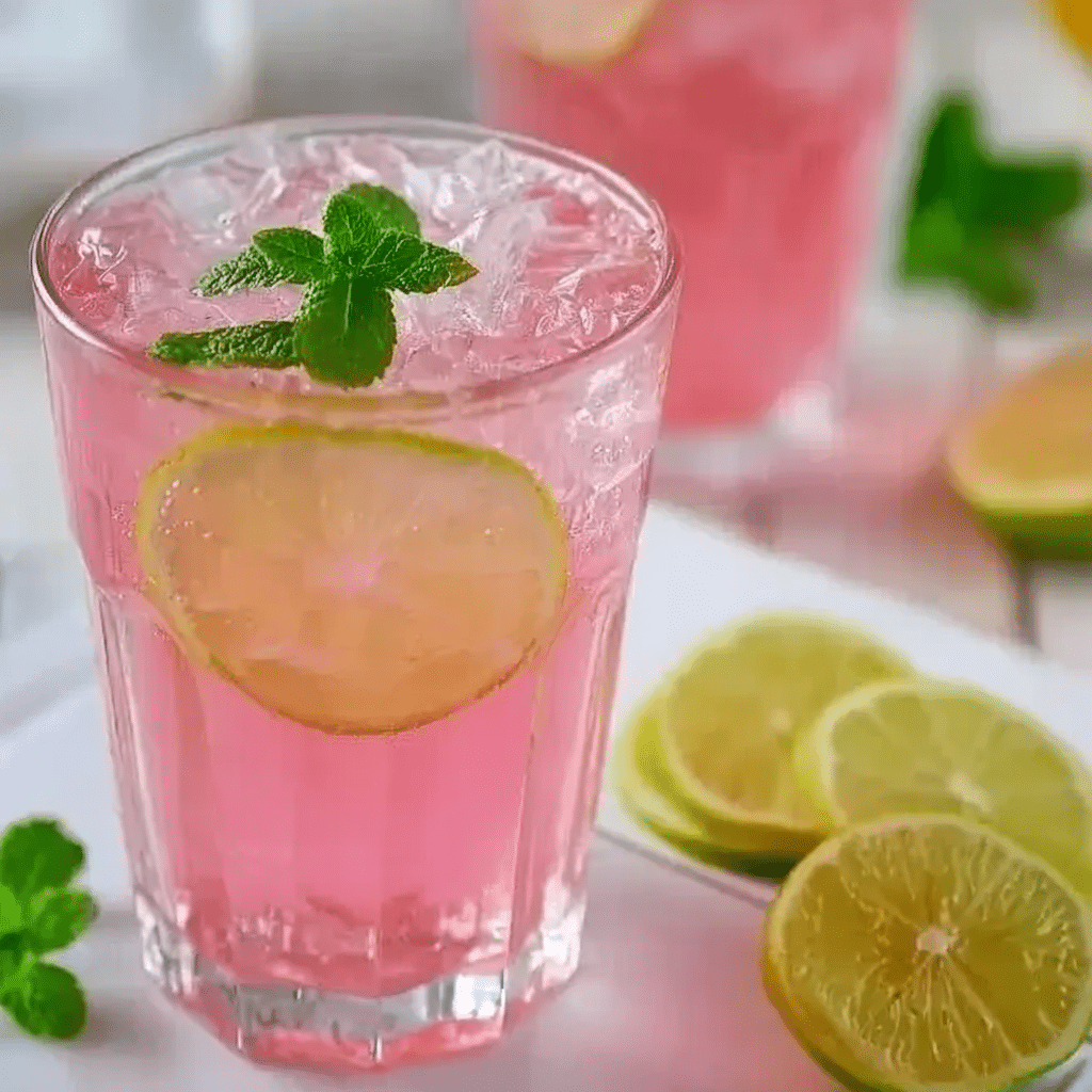 Pink Salt Weight Loss Recipe with fresh lemon and mint garnish.